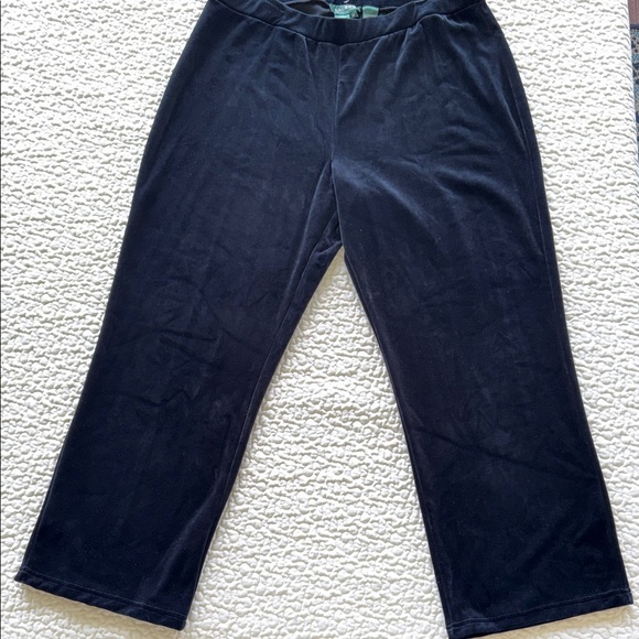 New Ralph Lauren Plus Size Wide Leg Luxury Black Velvet Pants Elastic Waist 2X - Picture 3 of 10